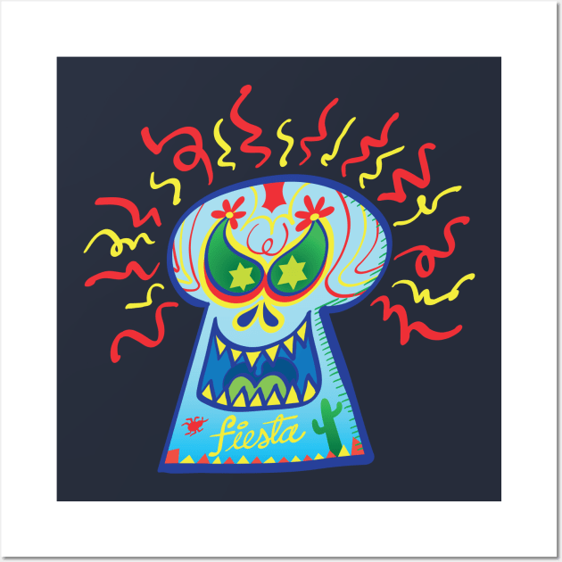 Evil Mexican sugar skull lauging mischievously Wall Art by zooco